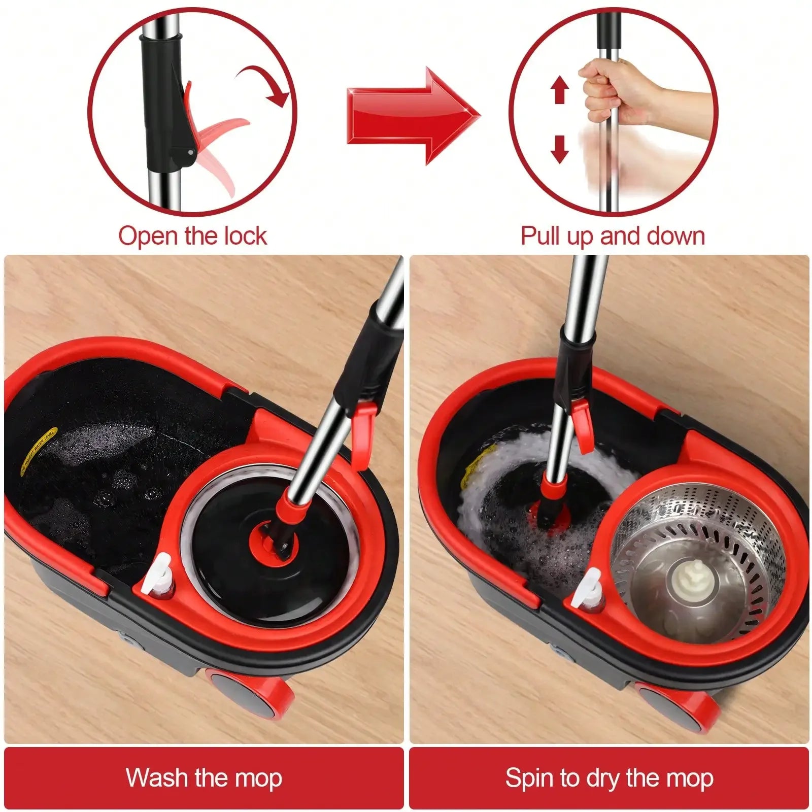 Stevige spinmop met emmerset