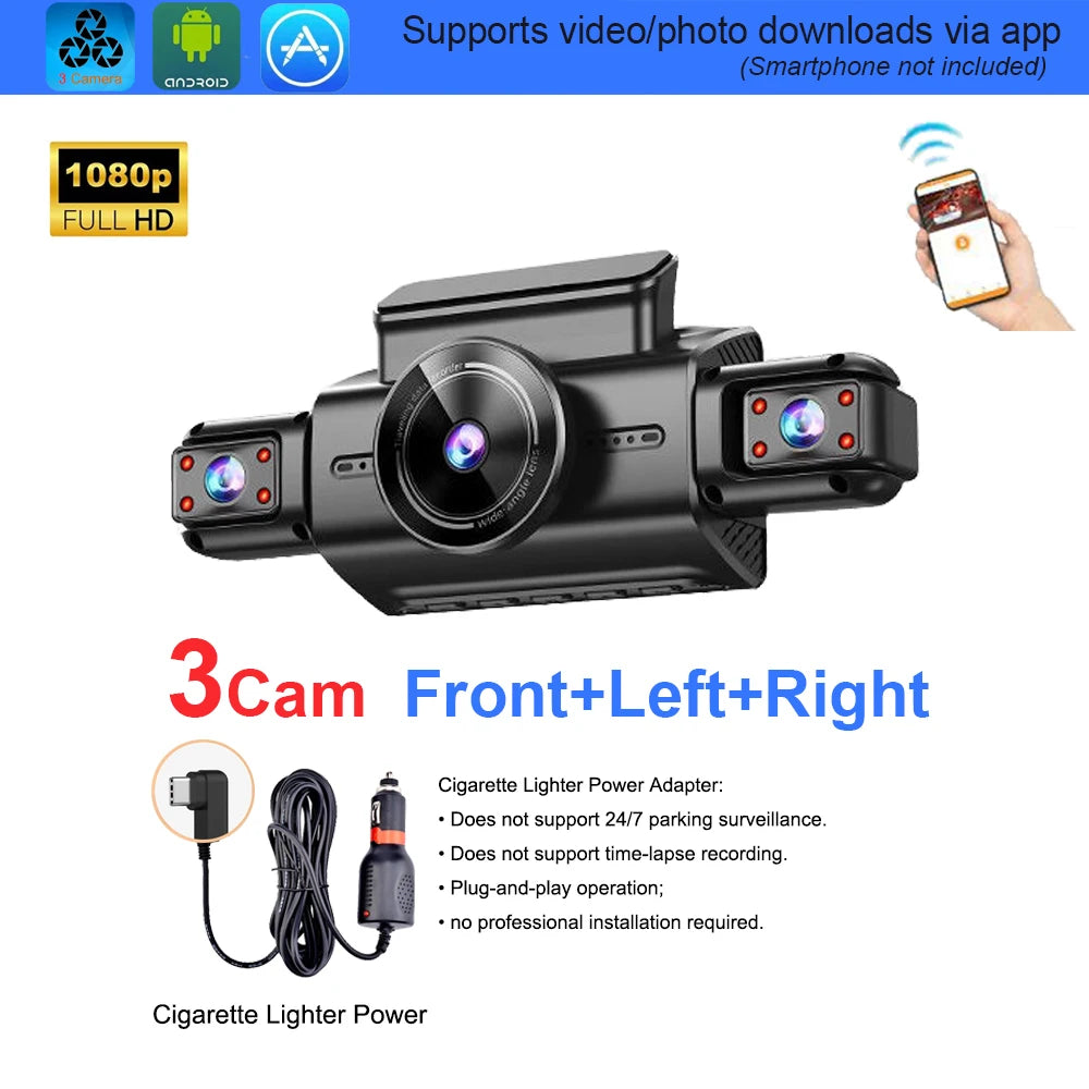 Verborgen 4-kanaals dashcam 4K met nachtzicht (Onedo)