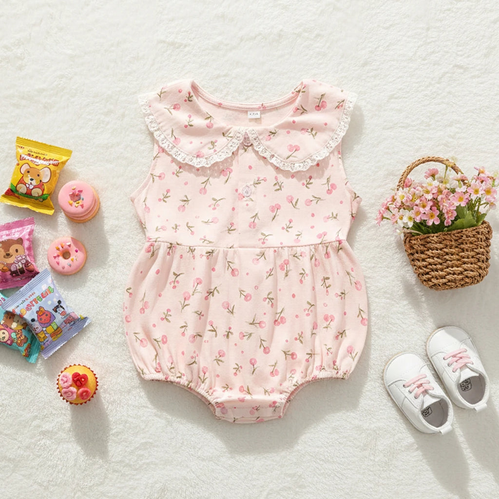 Babybodysuit met kant, mouwloos