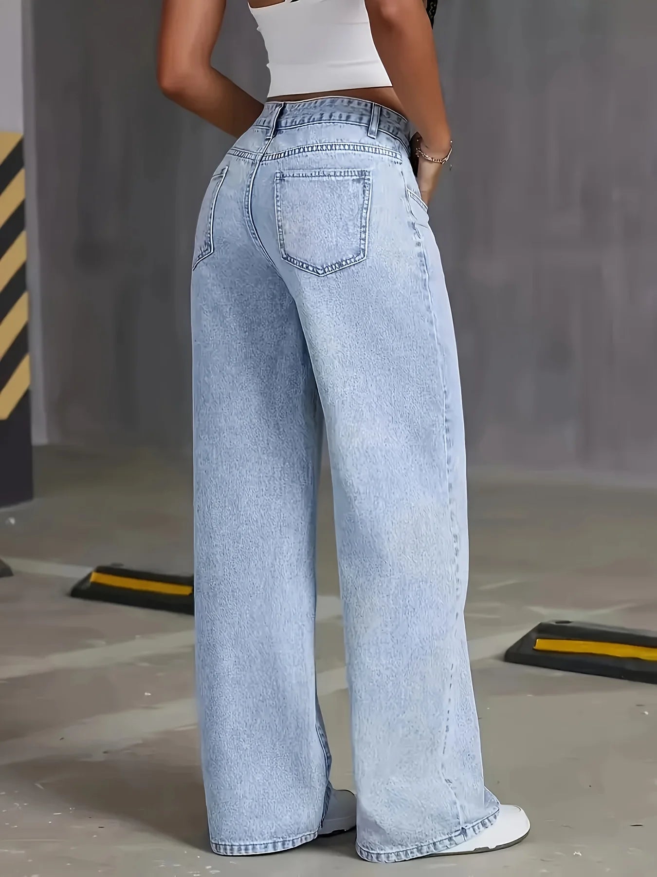 Lichtblauwe wide leg damesjeans