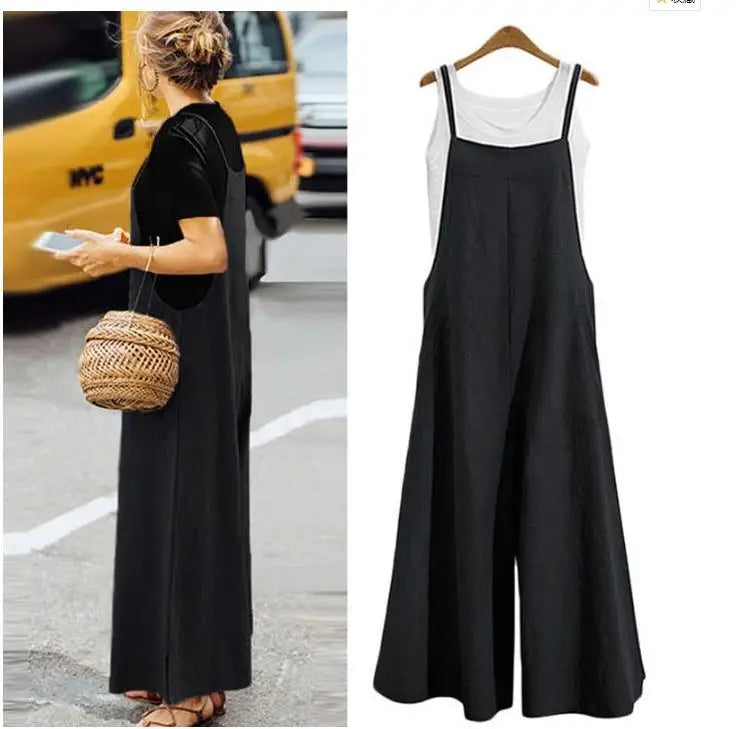 Dames wide-leg jumpsuit met bandjes