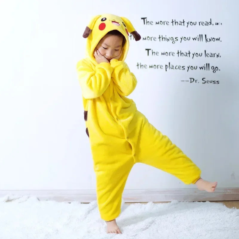 Pikachu warme flanellen onesie voor kinderen