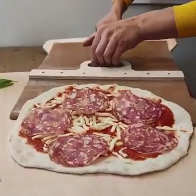 Draagbare pizza schep met schuifsysteem