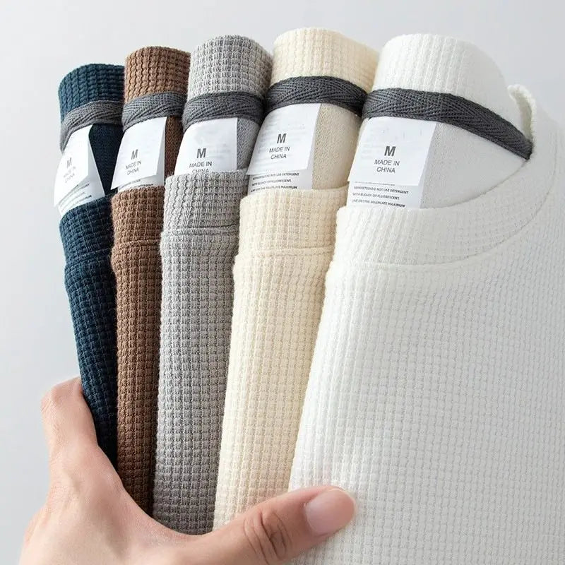 Wafel-T-shirt met ronde hals - afbeelding 2