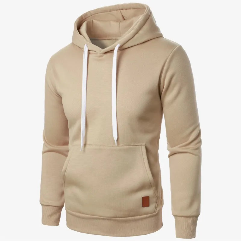 Effen herenhoodie met trekkoord - afbeelding 4