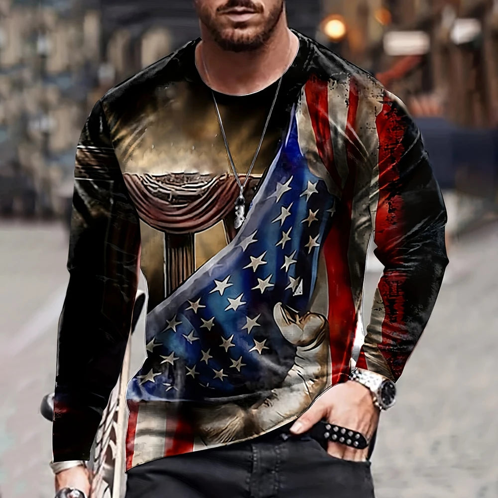 Vintage longsleeve met vlagprint - afbeelding 10