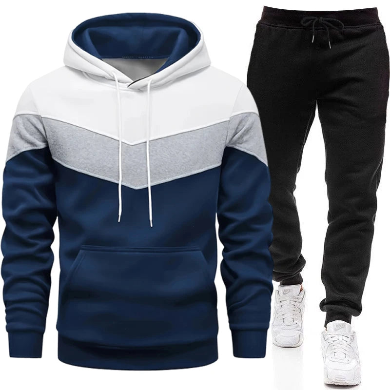 Driekleurig joggingpak met hoodie - afbeelding 4
