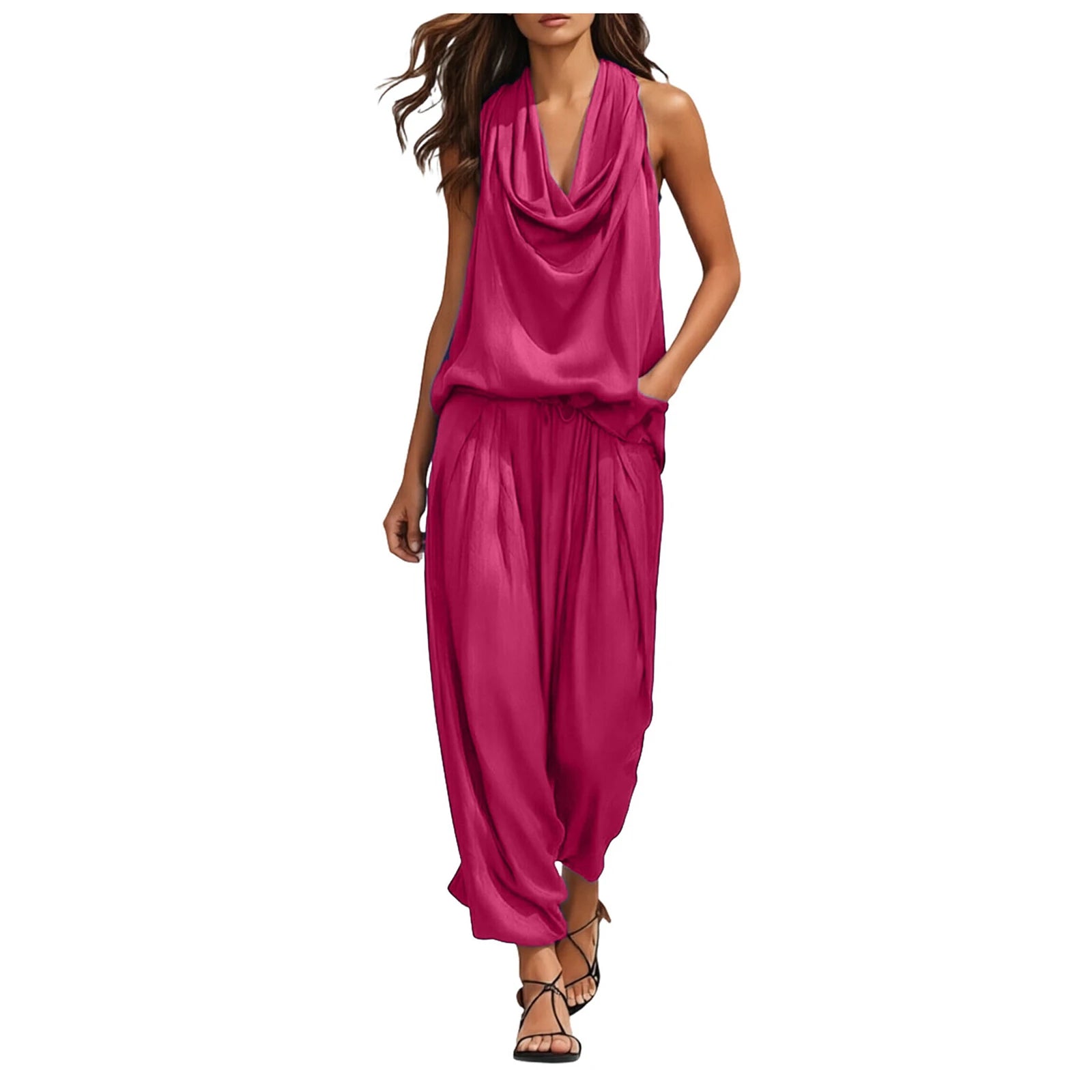 Elegante satijnen 2-delige dames set