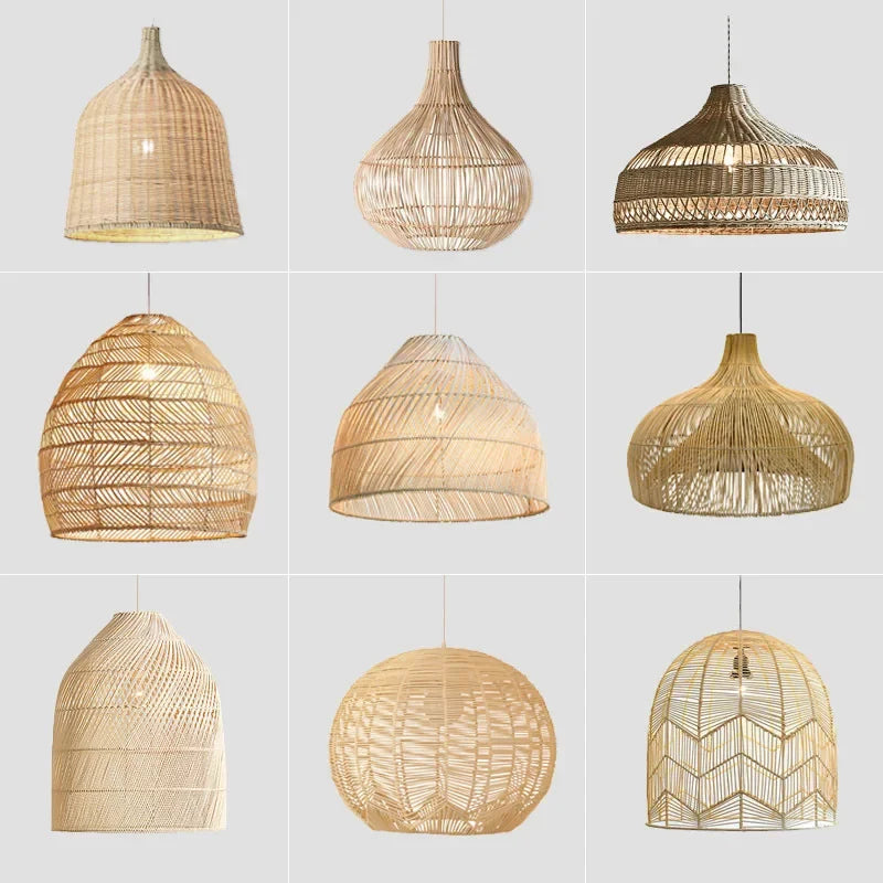 Handgeweven rotan LED hanglamp