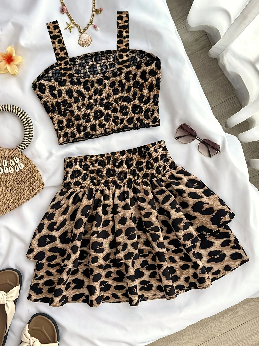 2-delige kinderoutfit met luipaardprint