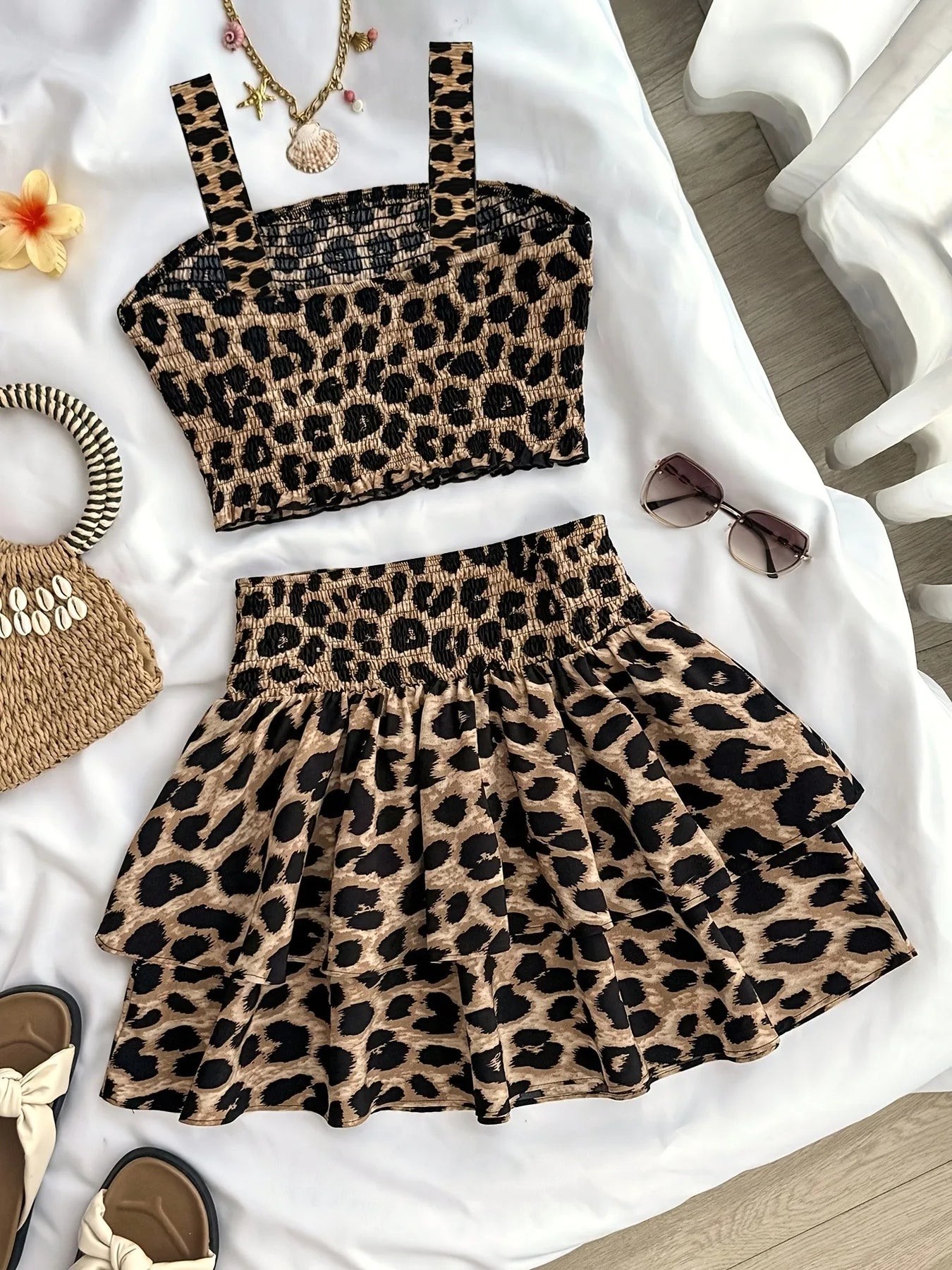 2-delige kinderoutfit met luipaardprint