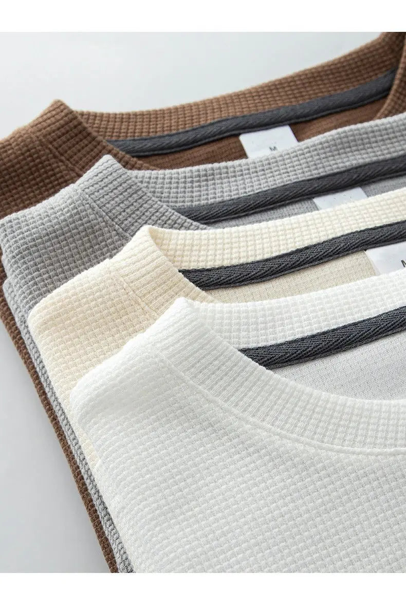 Wafel-T-shirt met ronde hals