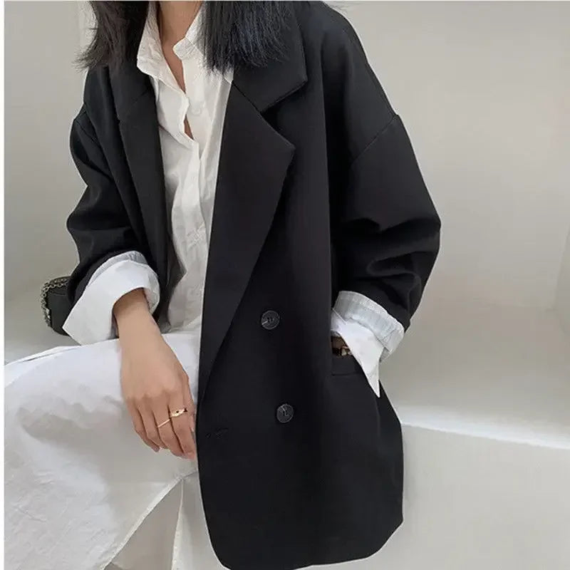 Losse blazer met dubbele rij knopen - afbeelding 5