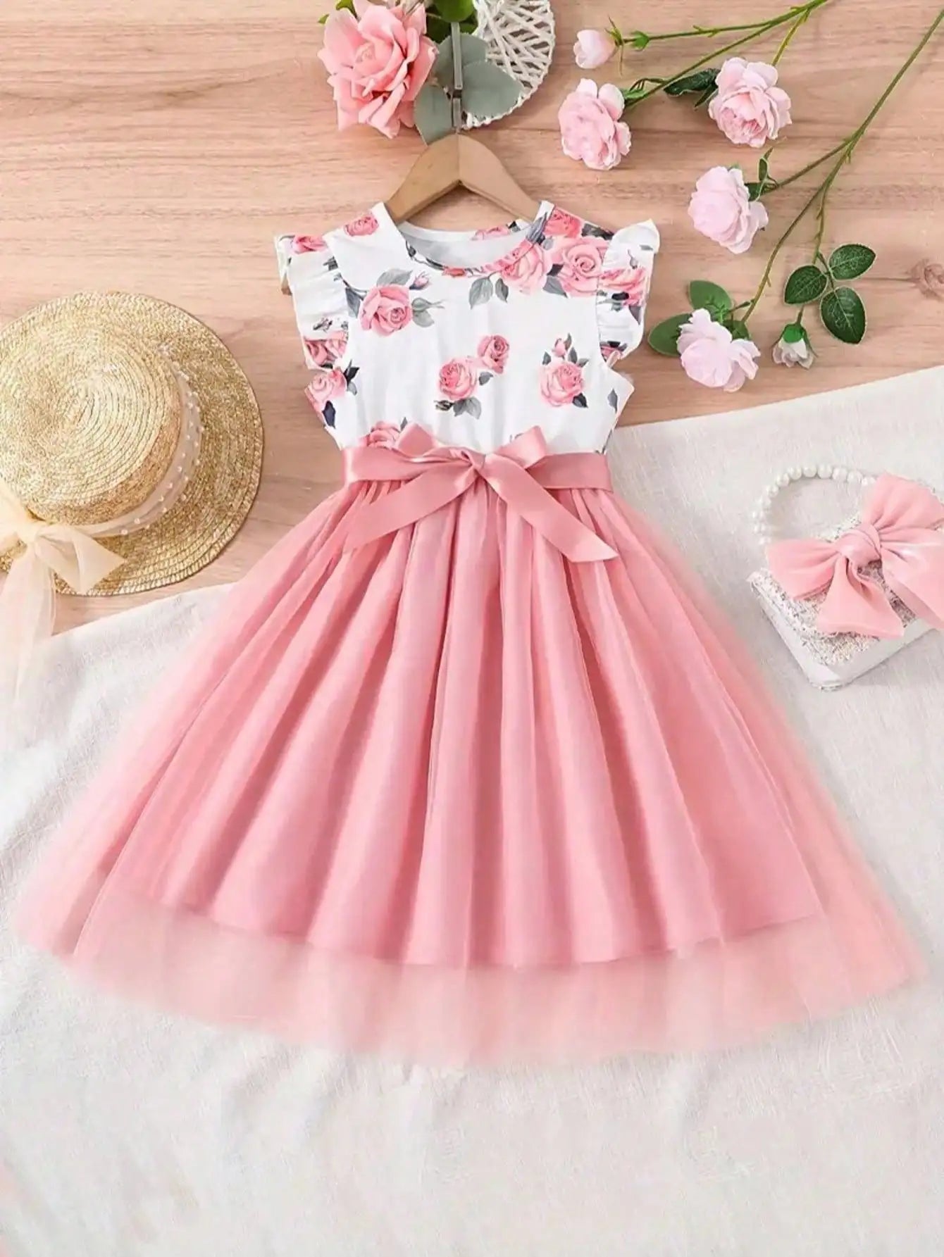 Zomerjurk met print en speelse vlindermouwen