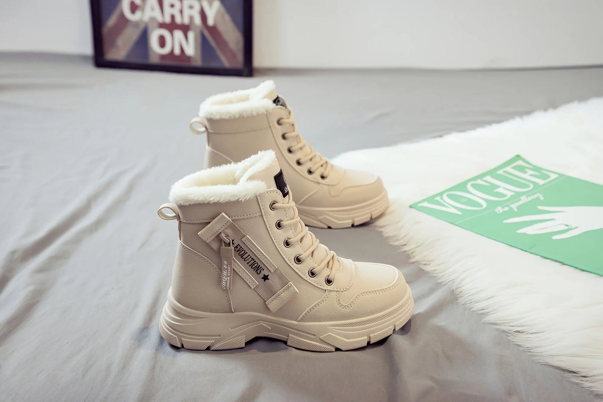 Gevoerde veterboots met plateauzool - afbeelding 13