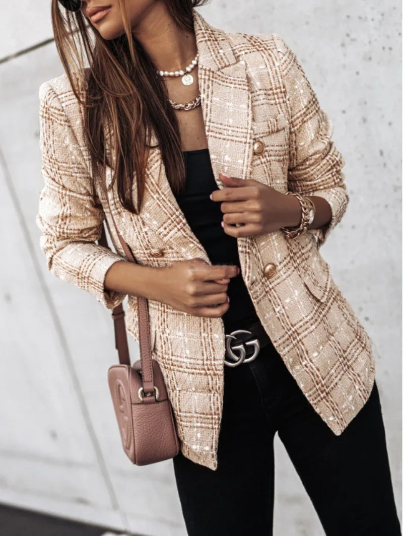 Geruite Dubbelrijige Blazer - afbeelding 7