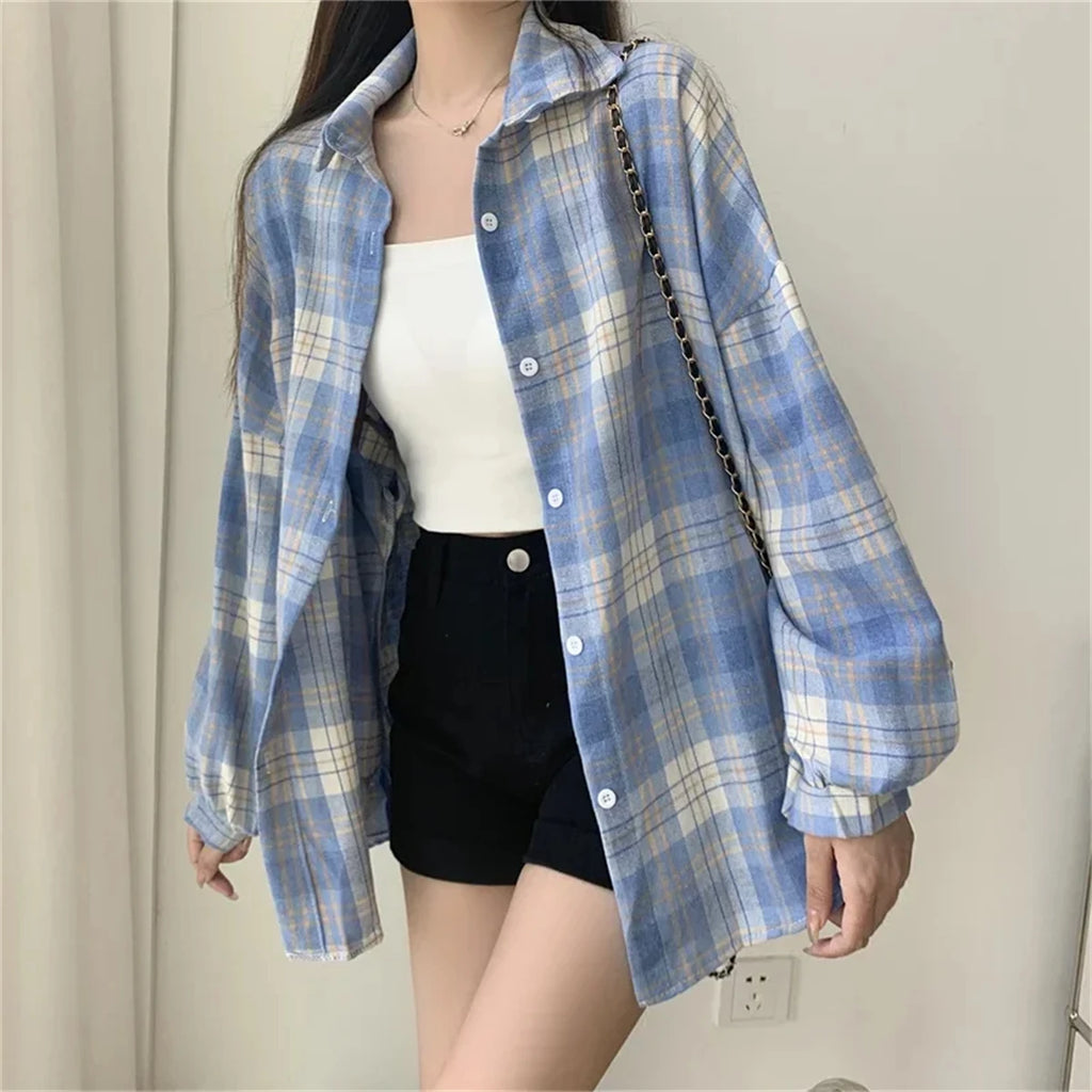 Oversized geruite blouse - afbeelding 3