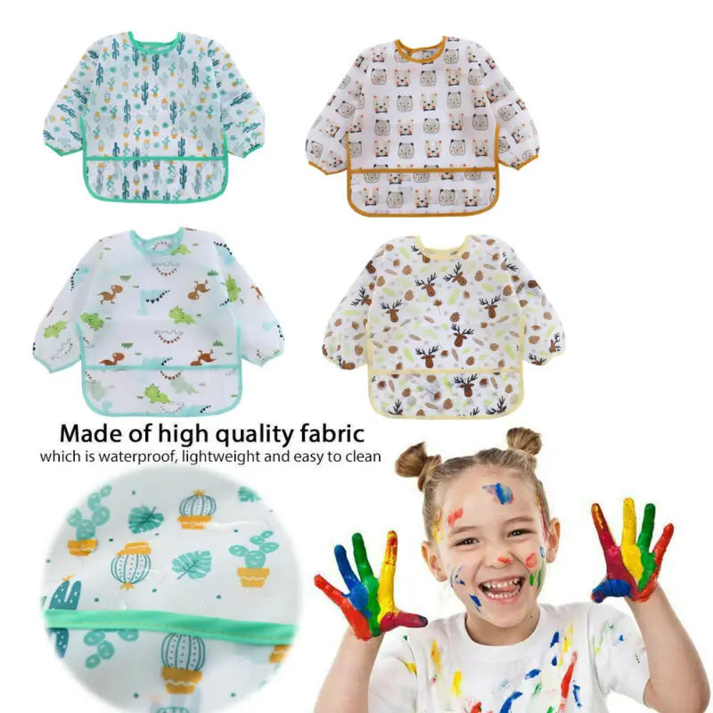 Waterdichte baby slabbetjes met lange mouwen