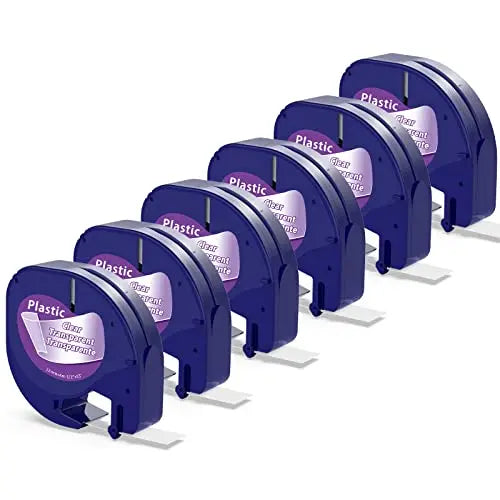 Labeltape voor labelprinter, wit-op-zwart (6-pack)