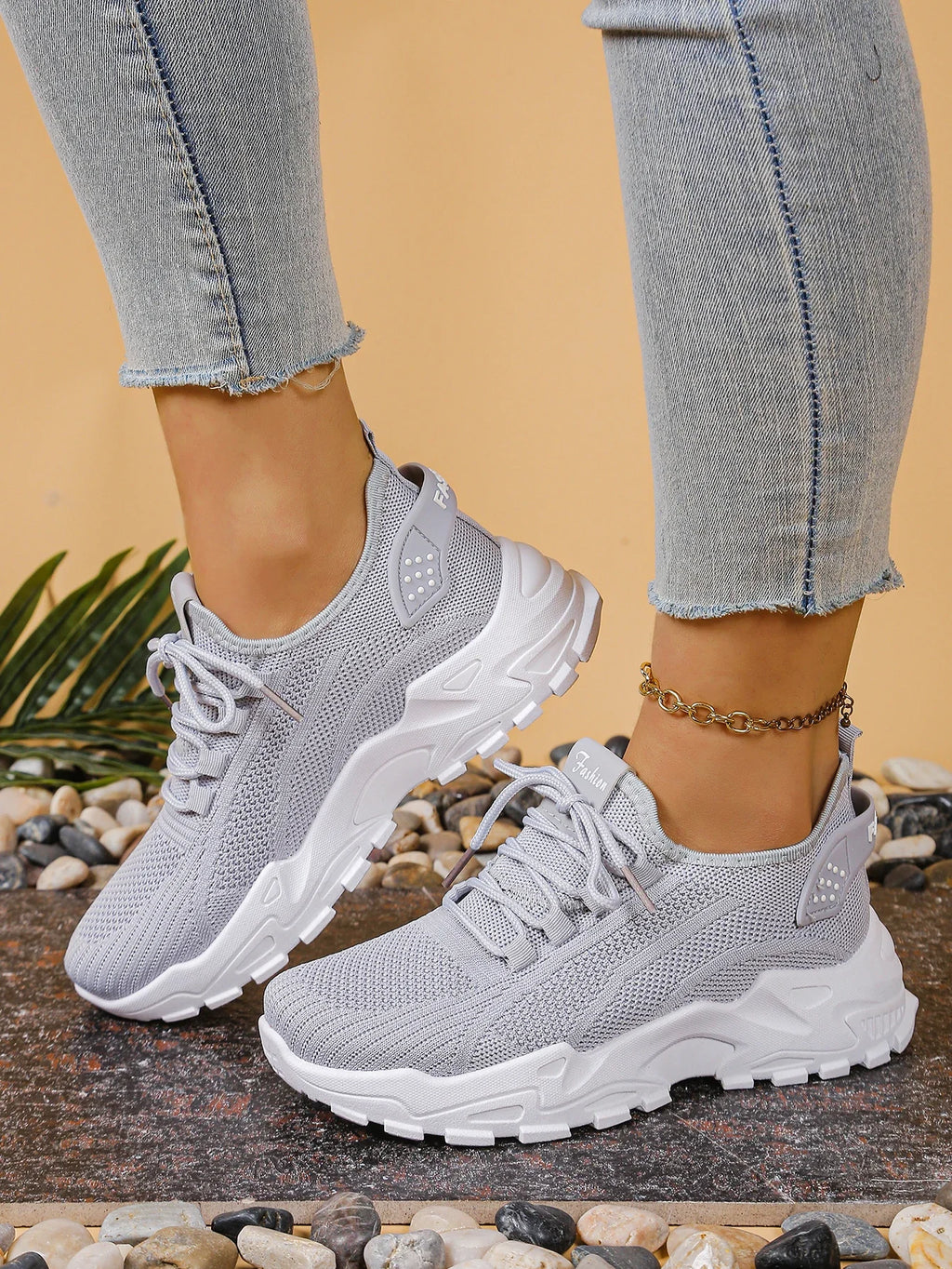 Chunky gebreide plateausneakers - afbeelding 16