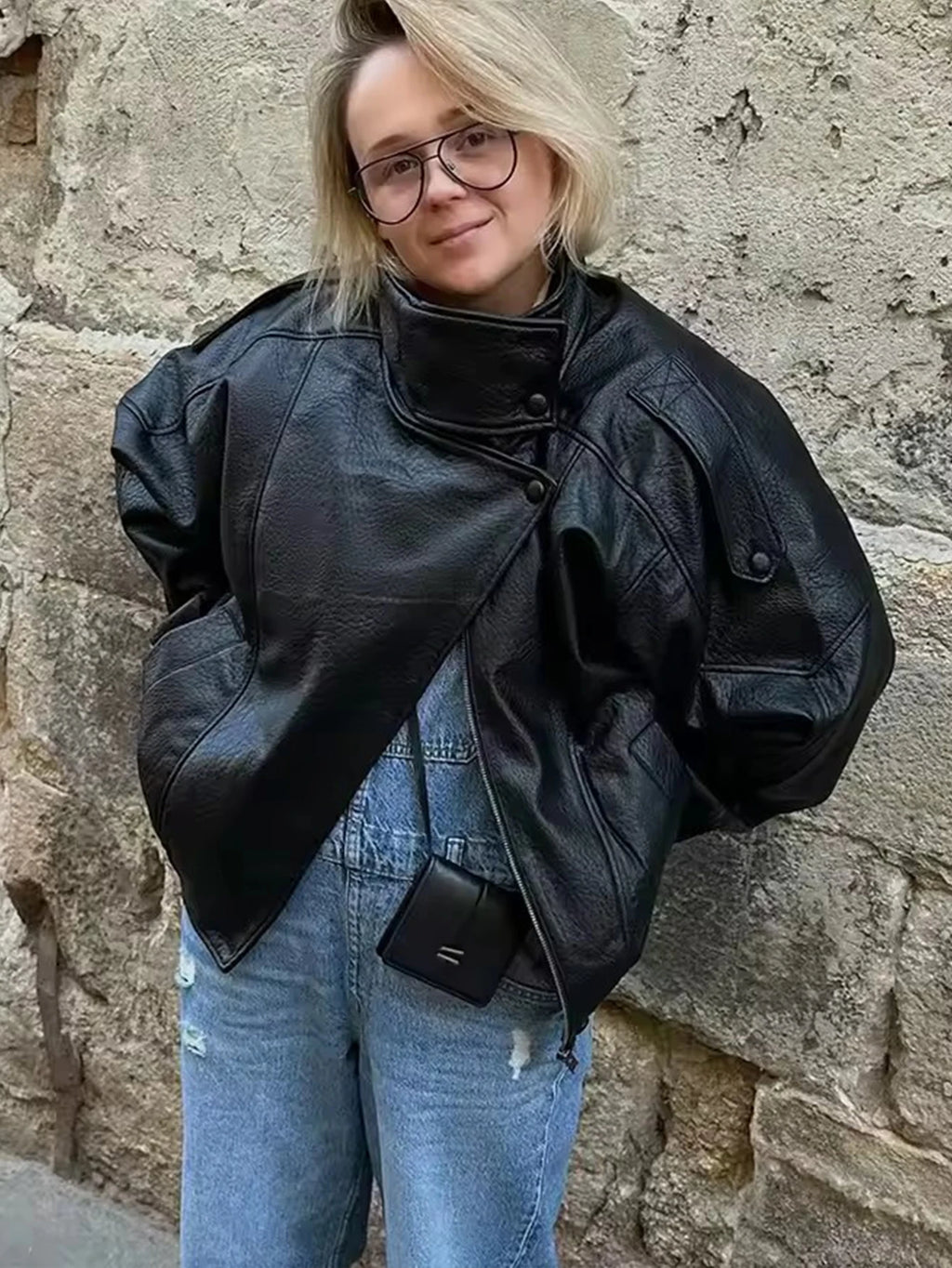 Oversized leren jack - afbeelding 5