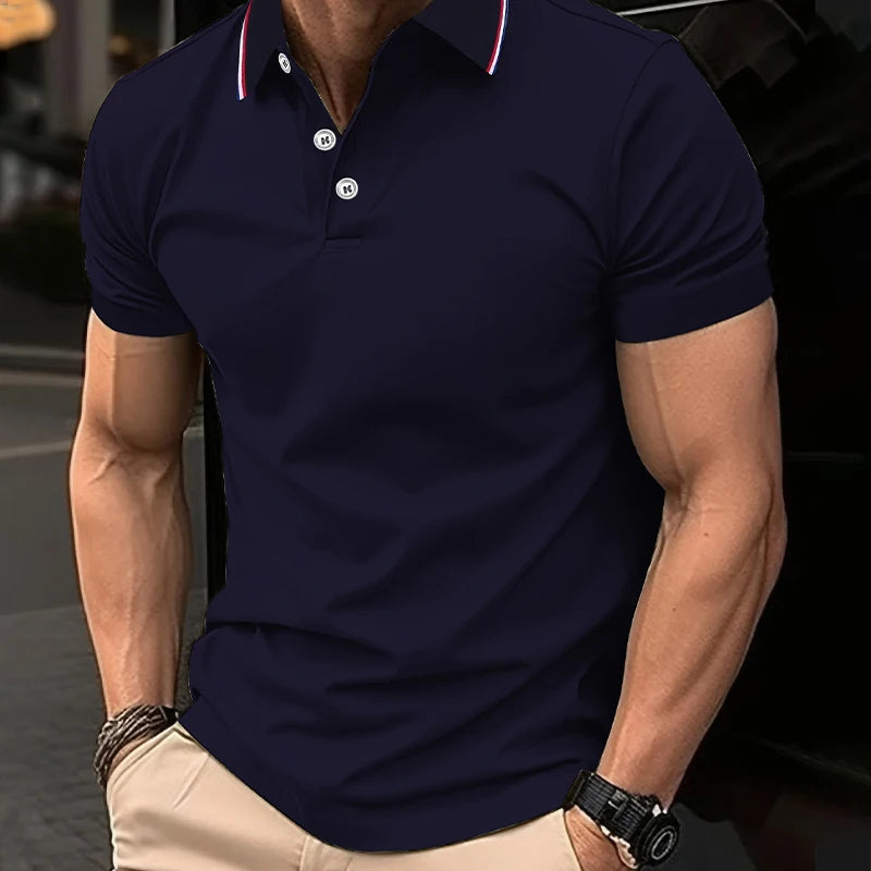 Herenpoloshirt met streepkraag
