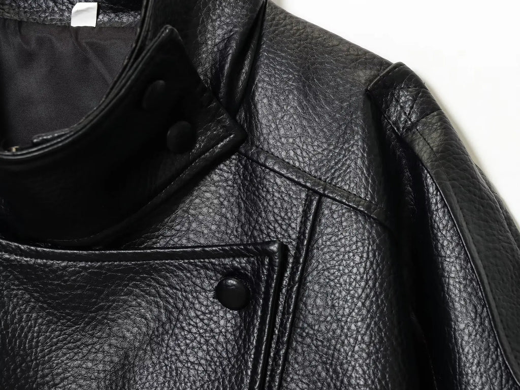 Oversized leren jack - afbeelding 9