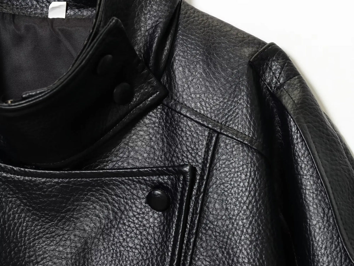 Oversized leren jack - afbeelding 9