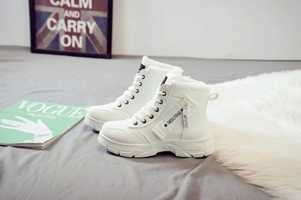 Gevoerde veterboots met plateauzool - afbeelding 32
