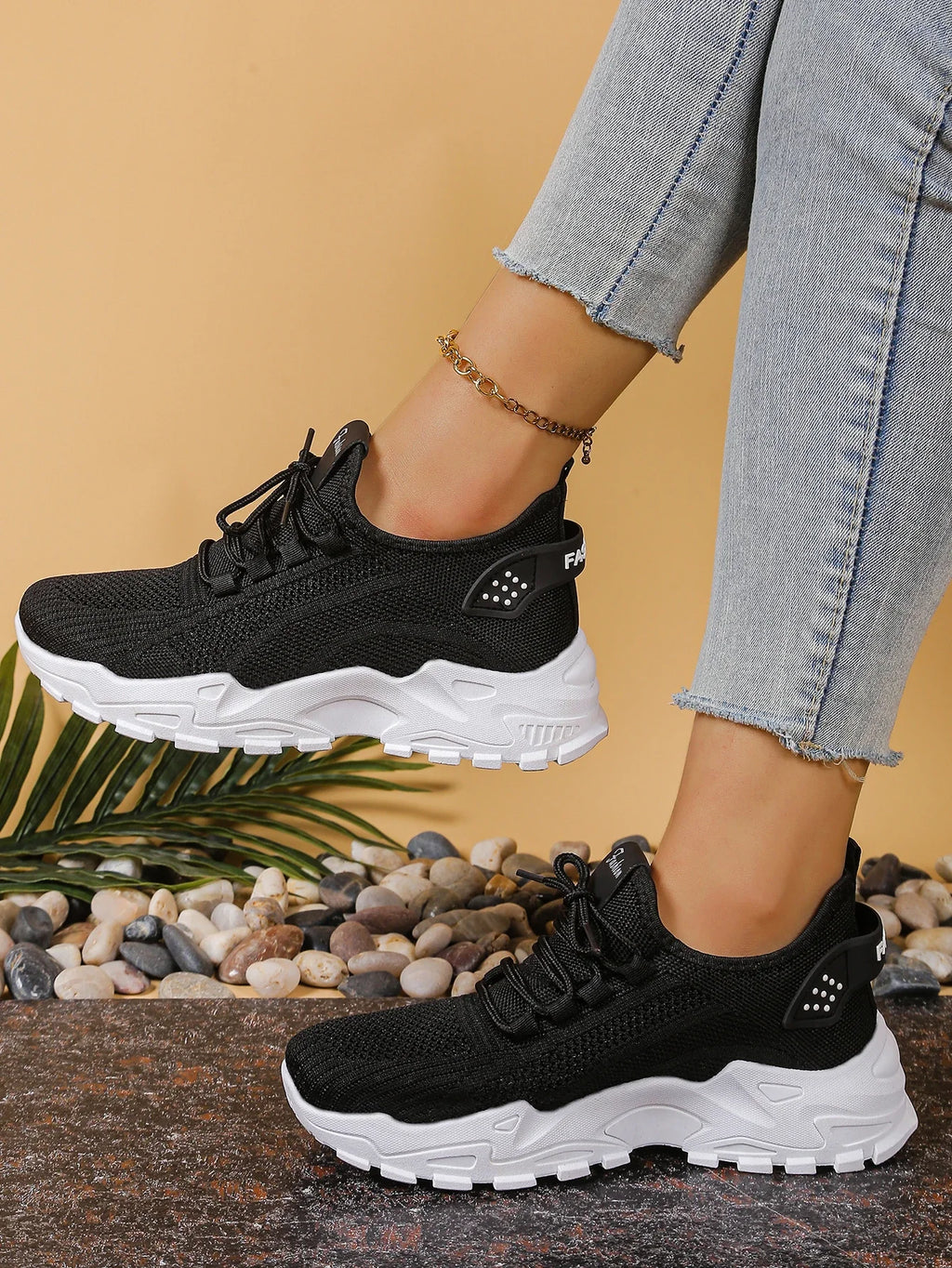 Chunky gebreide plateausneakers - afbeelding 8