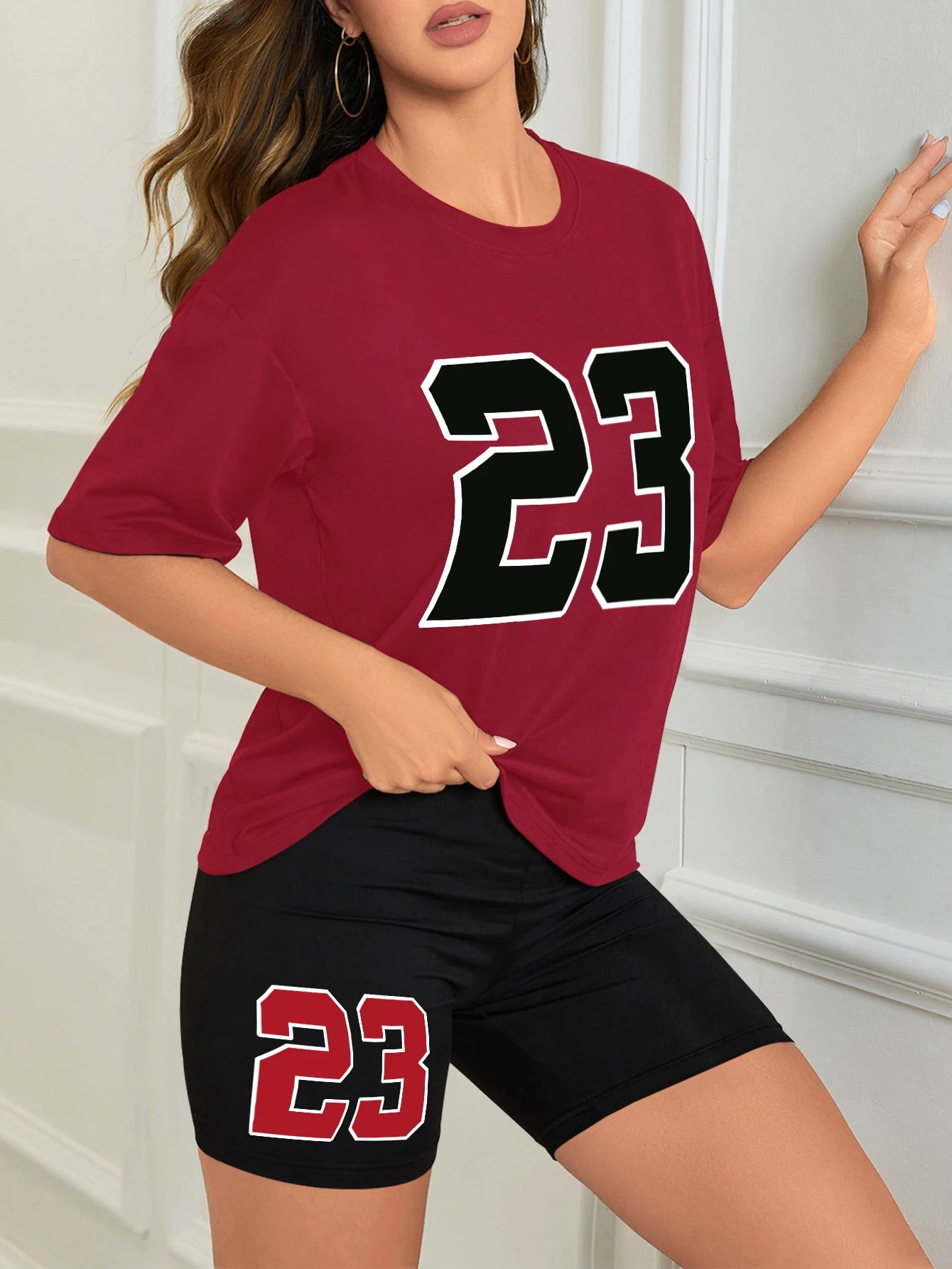 2-delige dames zomerset met Number 23-print