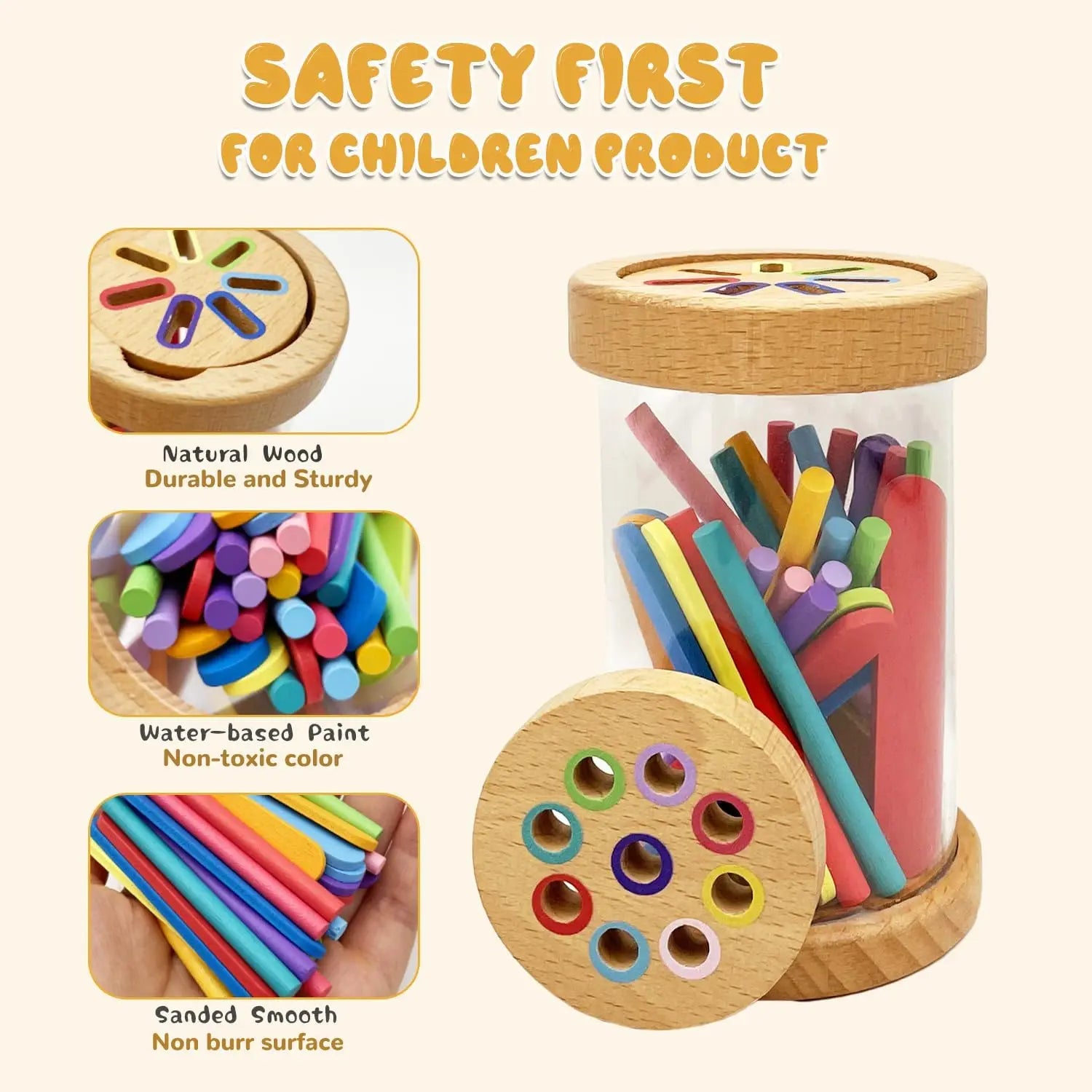 Montessori houten kleurensorteerspel