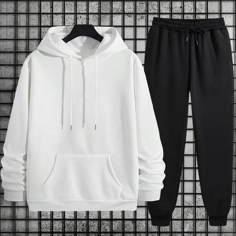 Effen joggingpak met hoodie - afbeelding 5