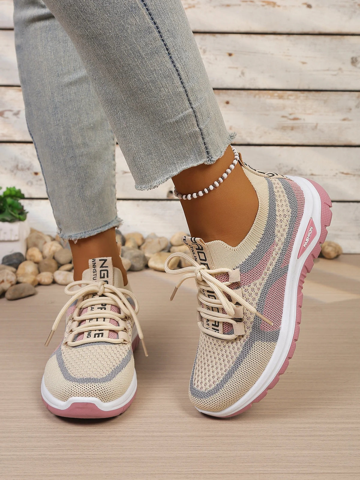 Tweekleurige gebreide sneakers - afbeelding 7