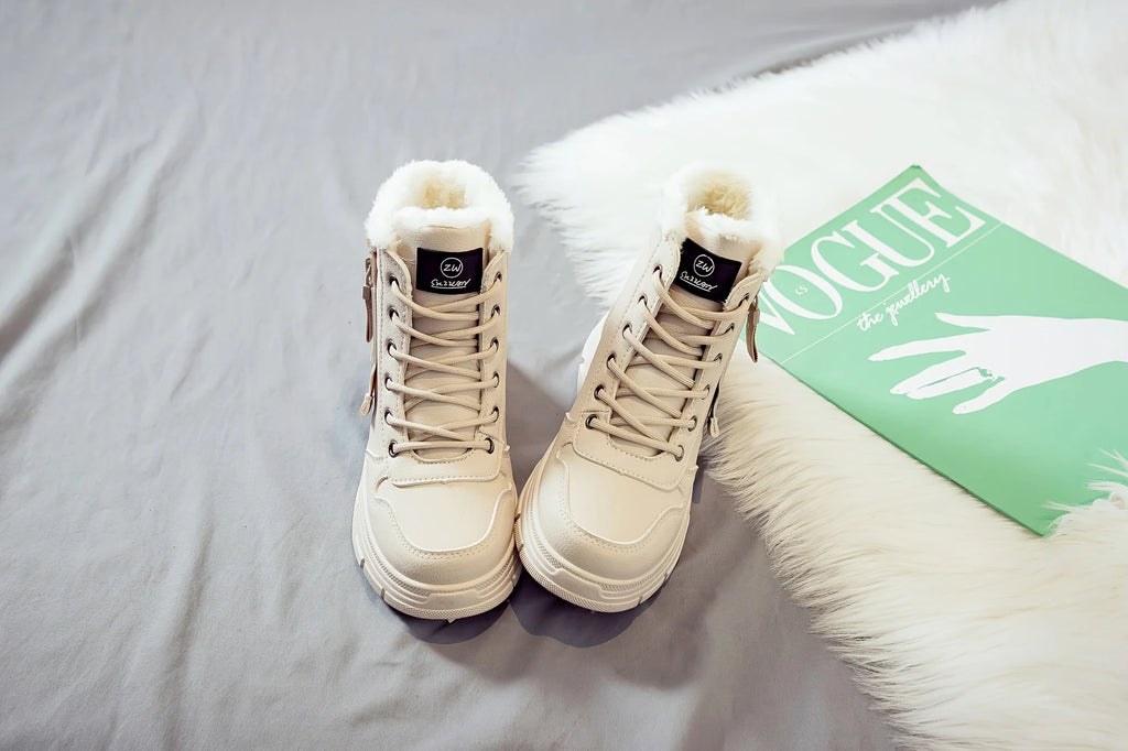 Gevoerde veterboots met plateauzool - afbeelding 14