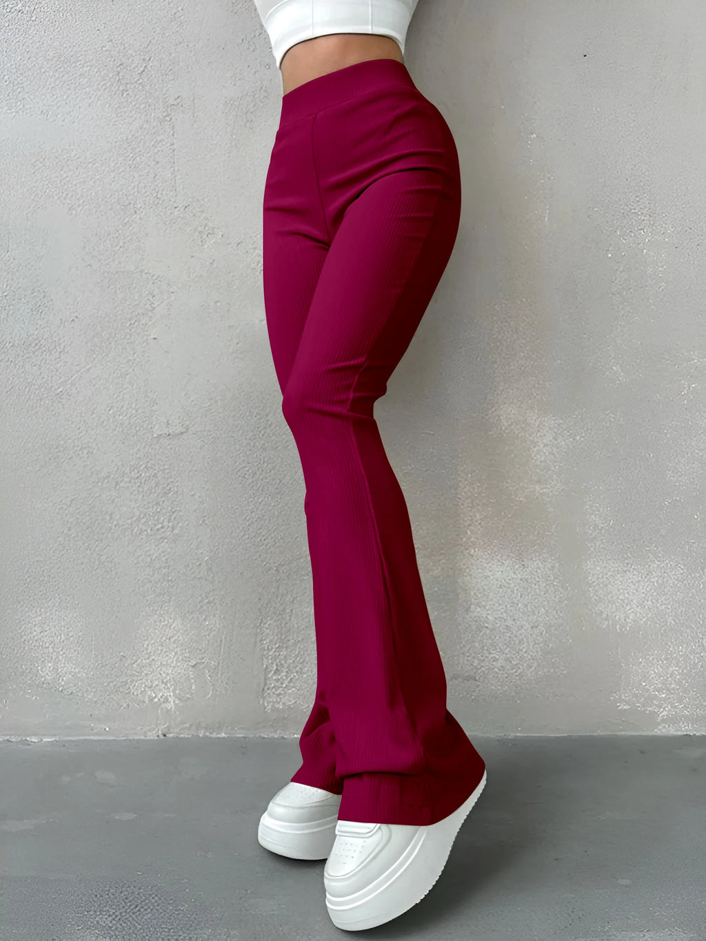 Dames ribbed flared pants