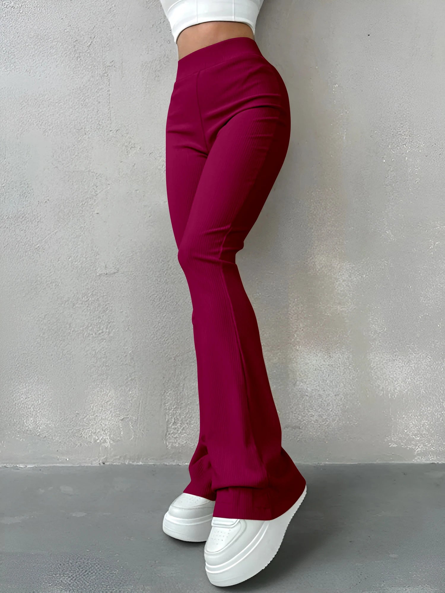 Dames ribbed flared pants