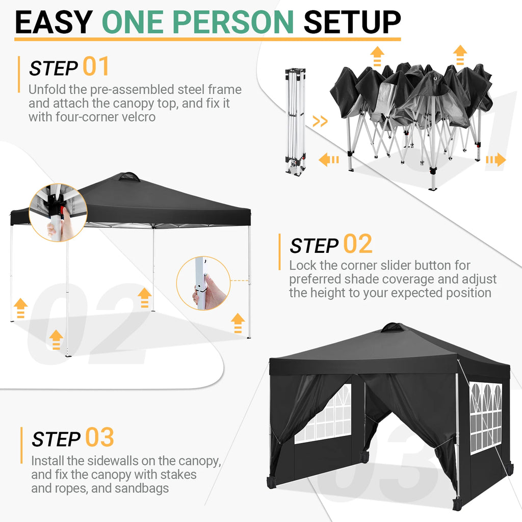 10x10 Pop Up Canopy Tent met zijwanden
