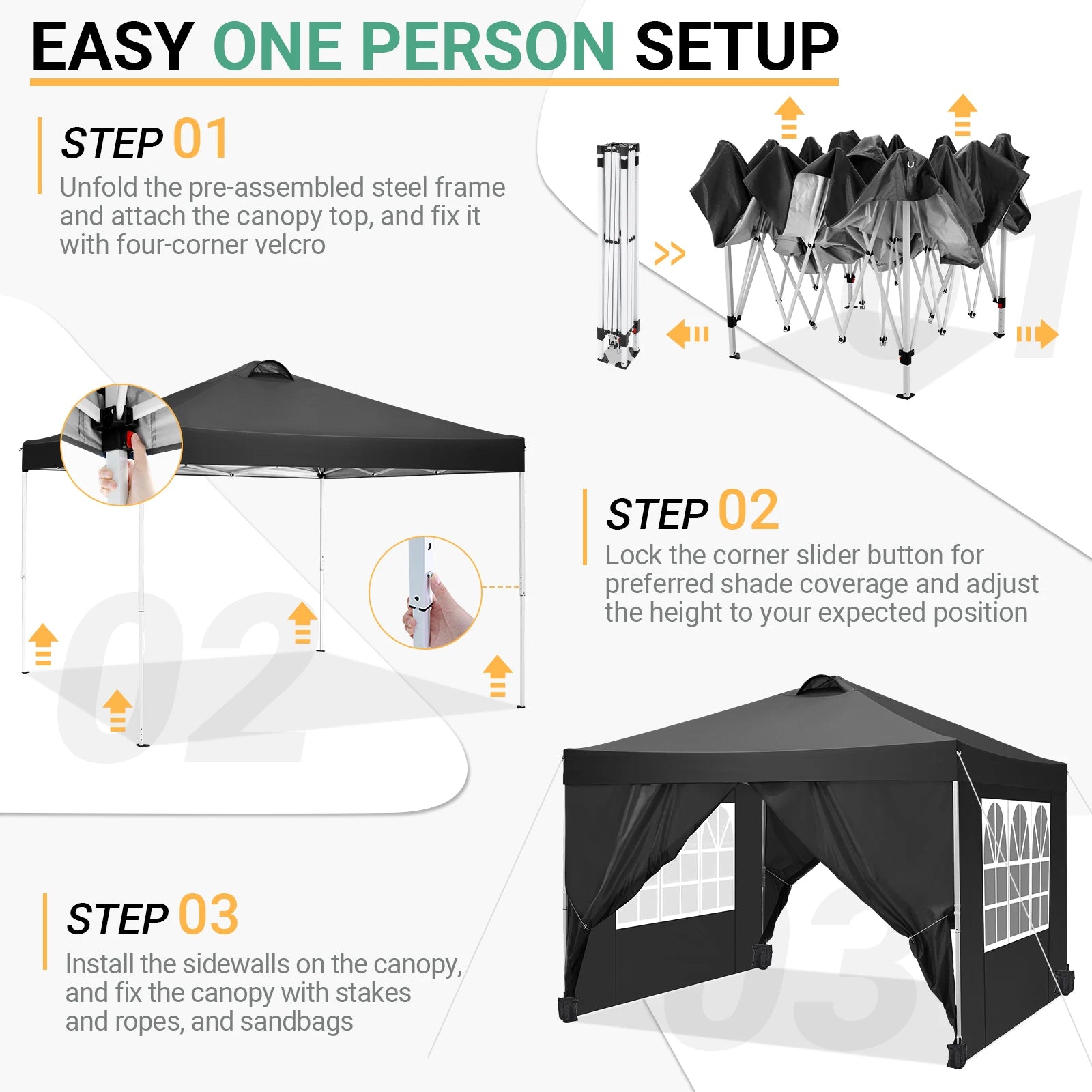 10x10 Pop Up Canopy Tent met zijwanden