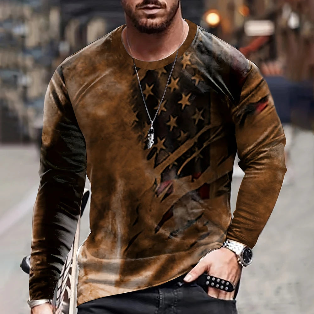 Vintage longsleeve met vlagprint - afbeelding 2