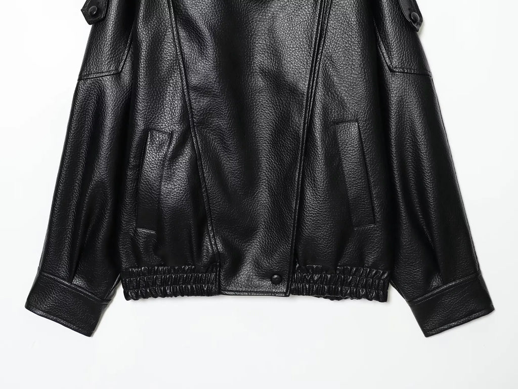 Oversized leren jack - afbeelding 12