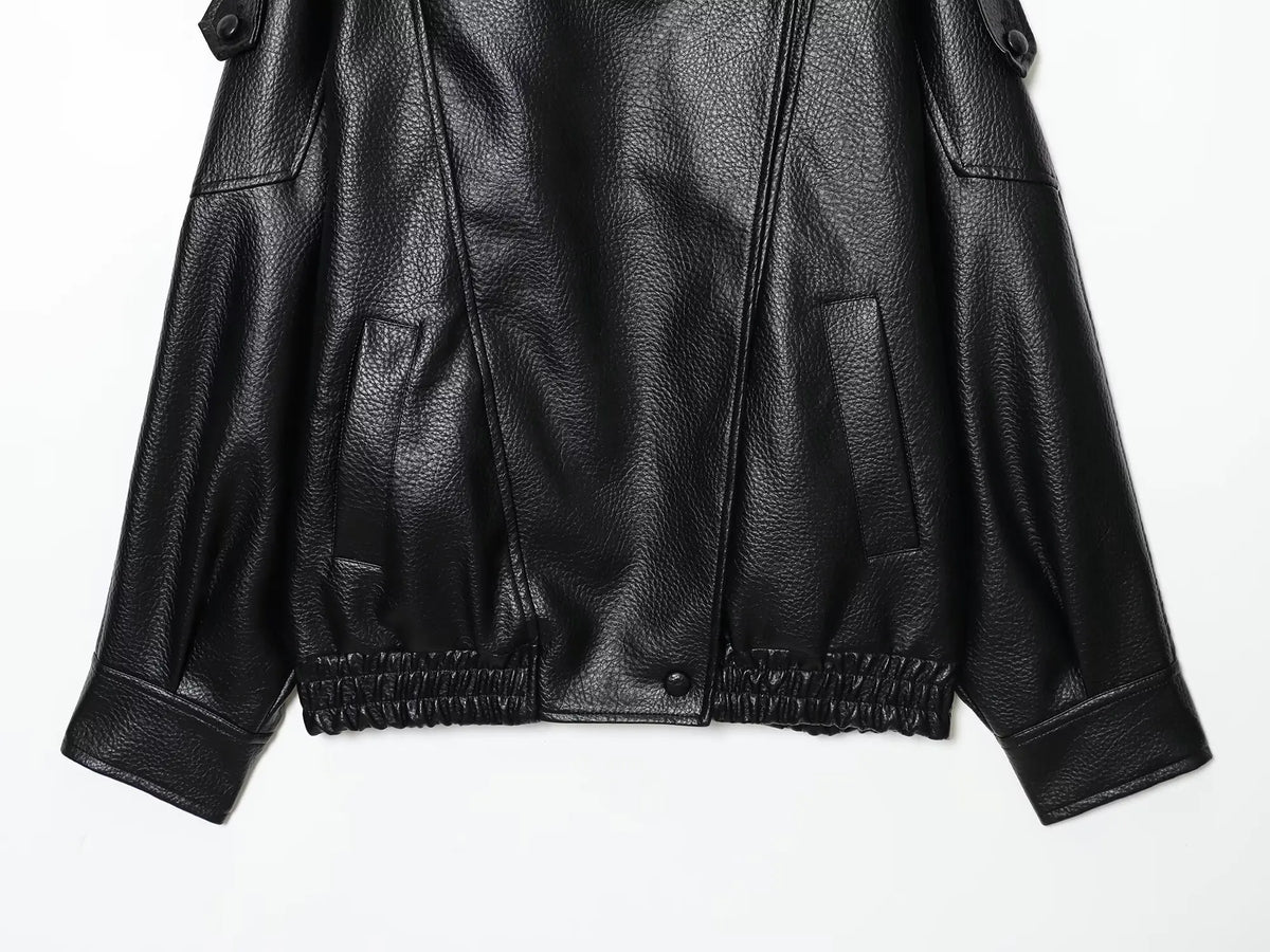 Oversized leren jack - afbeelding 12