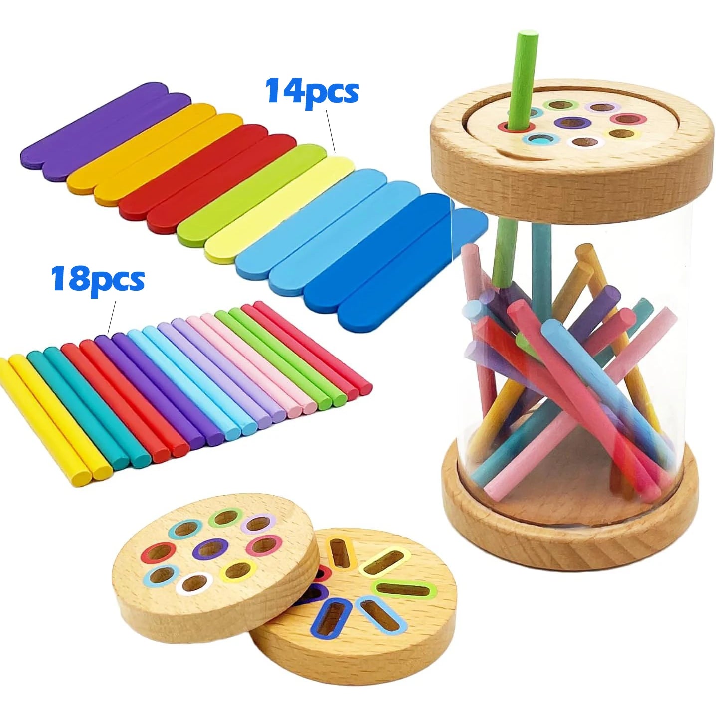 Montessori houten kleurensorteerspel