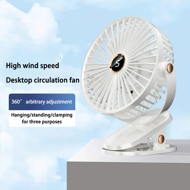 Oplaadbare klemventilator met LED-licht (8000mAh)