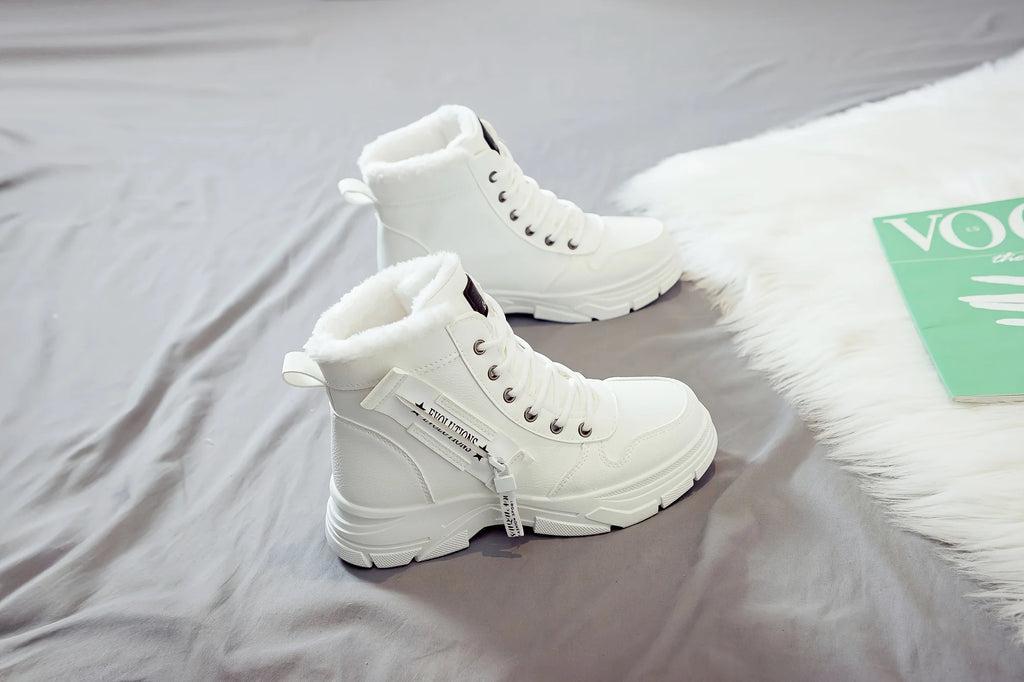 Gevoerde veterboots met plateauzool - afbeelding 27