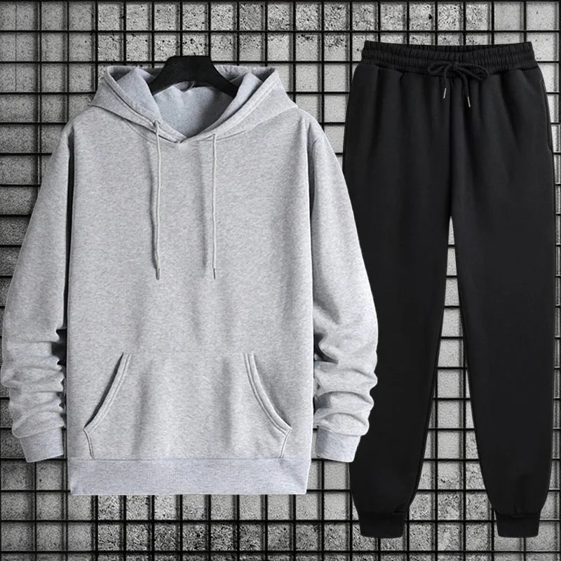 Effen joggingpak met hoodie - afbeelding 4