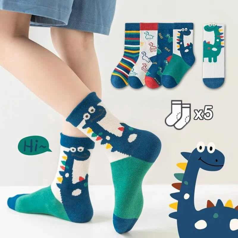 Kindersokken met print 5 paar