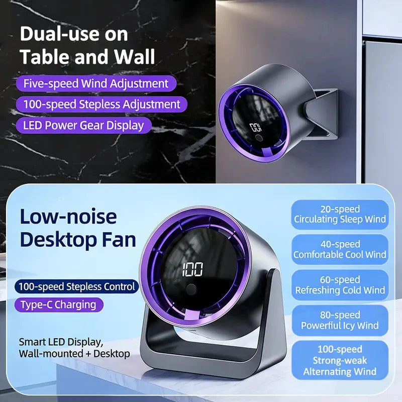 Mini draadloze bureauventilator