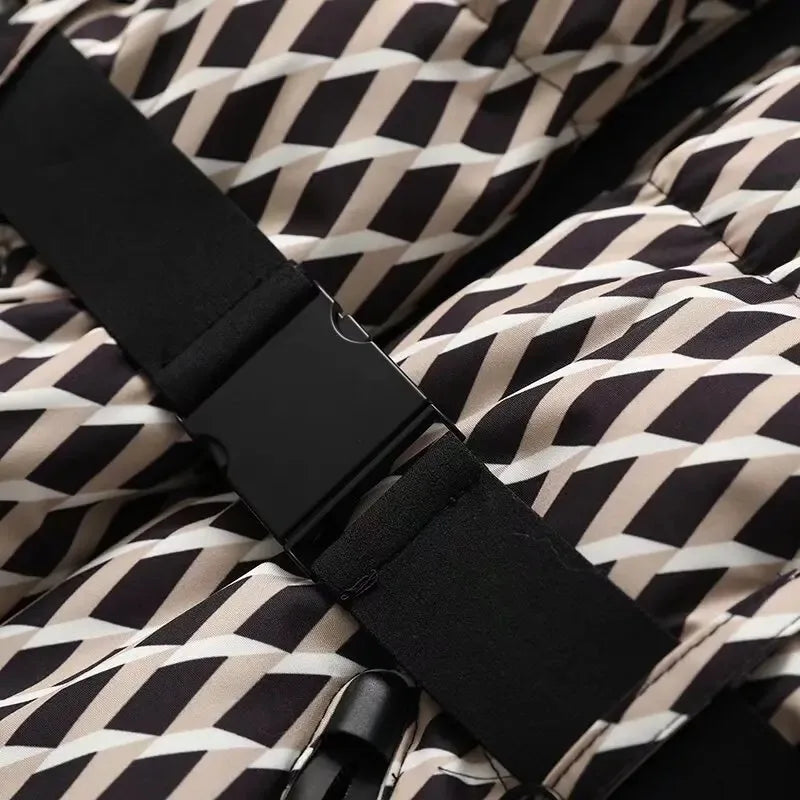 Gewatteerde winterjas met riem - afbeelding 15