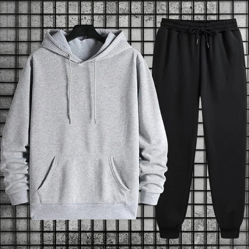 Effen joggingpak met hoodie - afbeelding 15